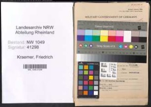 Entnazifizierung Friedrich Kraemer , geb. 06.06.1918 (Kaufmaennischer Angestellter)