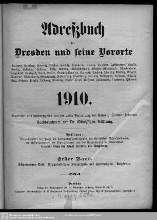 1910: Adreßbuch für Dresden und seine Vororte