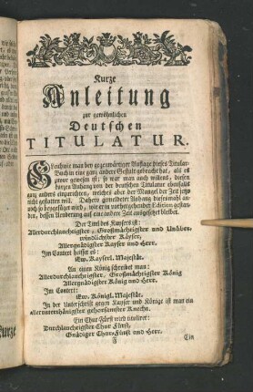 Kurze Anleitung zur gewöhnlichen Deutschen Titulatur.