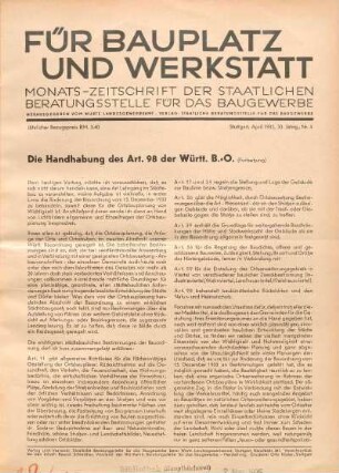 Die Handhabung des Art. 98 der Württ. B.-O. (Fortsetzung)