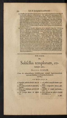 Tit. XXIII. De Subselliis templorum, eorumque jure.