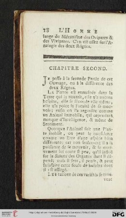 Chapitre second