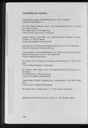 Anschriften der Autoren