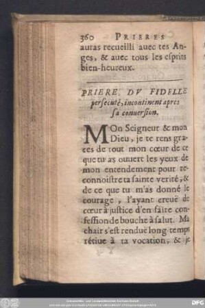Priere Du Fidelle persecuté, incontinent apres sa conversion.