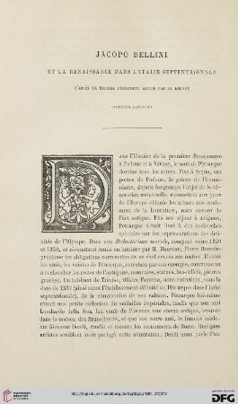 2. Pér. 30.1884: Jacopo Bellini et la renaissance dans l'Italie septentrionale, [1] : d'après le recueil récemment acquis par le Louvre