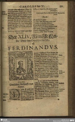 Der XLIV. Römisch: Keiser, Unter den Deutschen der XL. ist Ferdinandus