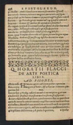 Q. Horatii Flacci De Arte Poetica Liber.