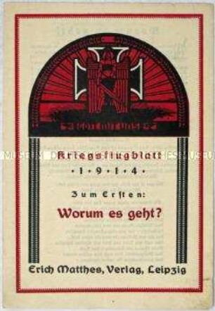 Flugschrift zur Kriegsbereitschaft im völkischen Sinn