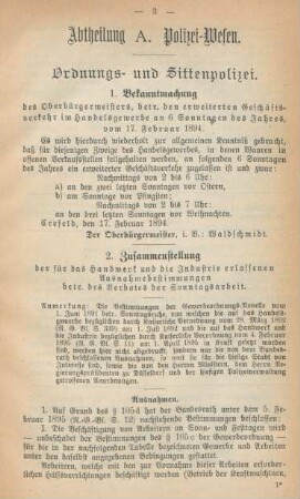 Abtheilung A. Polizei-Wesen.