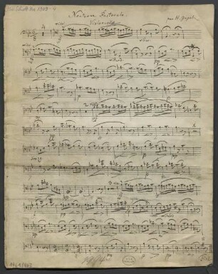 Nocturne pastorale, vlc (cor), pf, B-Dur - BSB Mus.Schott.Ha 1909-4 : [heading at centre, vlc:] Nocturne Pastorale. [at right:] par H. Gugel.