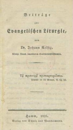 Beiträge zur Evangelischen Liturgie