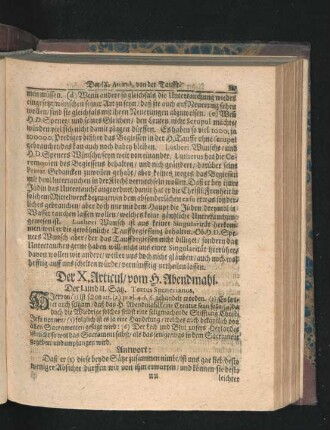 Der X. Articul/ vom H. Abendmahl.