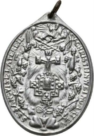 Wallfahrtsmedaille des Klosters Weingarten mit Heiligen Benedikt und Reliquiar , 1932
