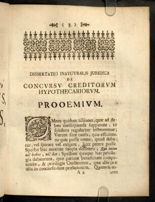 3-16, Dissertatio Inavguralis Juridica De Concvrvs Creditorvm Hypothecariorvm.