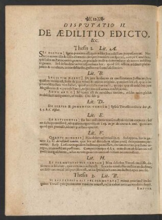 Disputatio II. De Aedilitio Edicto