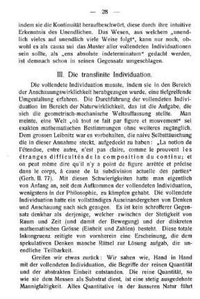 III. Die transfinite Individuation.
