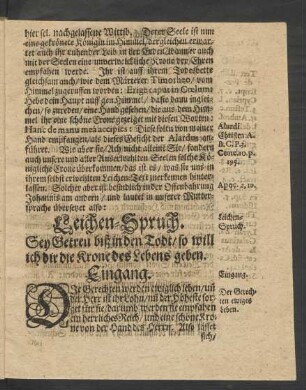 Leichen-Spruch. [Apoc. 2, 10]