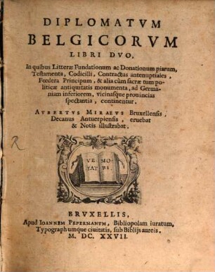 Diplomatum Belgicorum libri duo