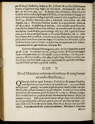 Cap. V. De ad Orientem veterum adoratione & templorum eo versus structione