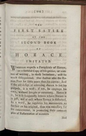The first Satire of the Second Book of Horace imitated - The second Satire of the Second Book of Horace to Mr. Bethel