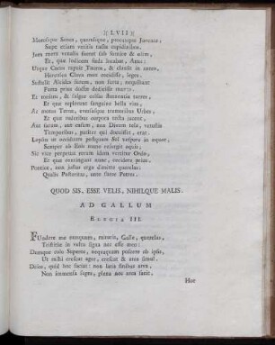 Quod Sis, Esse Velis, Nihilque Malis. Ad Gallum. Elegia III.