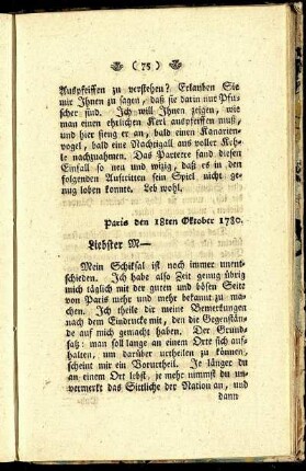 Paris den 18ten Oktober 1780.