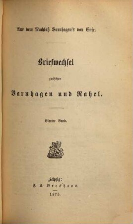 Briefwechsel zwischen Varnhagen und Rahel, 4