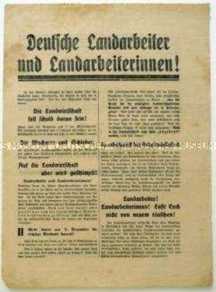 Aufruf der Deutschnationalen Volkspartei zur Reichstagswahl am 7. Dezember 1924