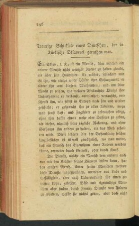 Traurige Schicksale eines Deutschen, der in Türkische Sklaverei gerathen war