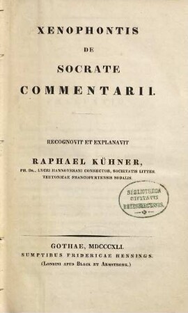 Xenophontis De Socrate Commentarii