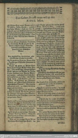 Ein Gebet, so offt man wil in der Bibel lesen