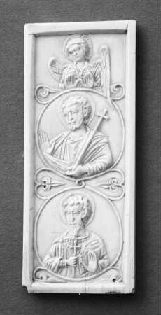 Flügel eines dreiteiligen Klappaltares (Triptychon) mit drei Medaillons
