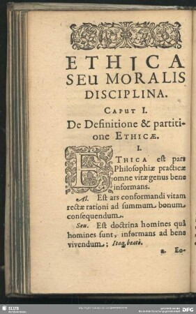 Ethica Seu Moralis Disciplina [Liber I.]