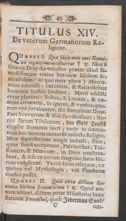 Titulus XIV. De veterum Germanorum Religione