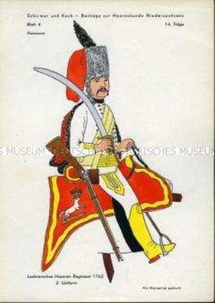 Uniformdarstellung, Husar, Kurfürstentum Hannover, 1762.