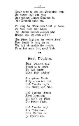 Sag', Vöglein