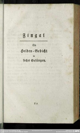 Fingal Ein Helden-Gedicht in sechs Gesängen