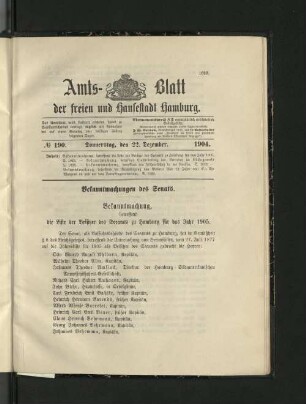 No. 190, 22. Dezember 1904.
