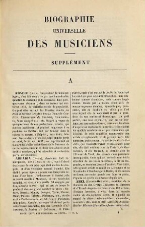 Biographie universelle des musiciens et bibliographie générale de la musique, Suppl‘̂ment,1