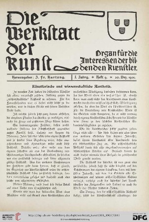 1: Künstlerische und wissenschaftliche Aesthetik