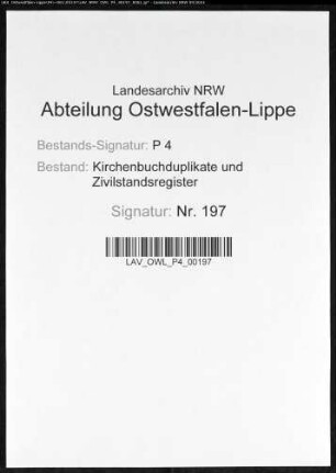 Zivilstandsregister von Lütgendortmund (T 1812). (Gemeinde: Lütgendortmund, Stadt Dortmund)