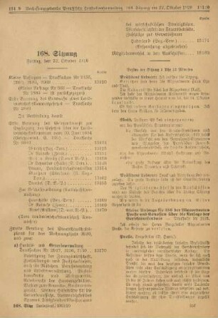 168. Sitzung. Freitag den 22. Oktober 1920