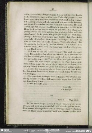 August Wilhelm von Schlegel an Georg Joachim Göschen, Jena, 11.10.1799