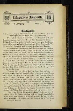 Schulhygiene : Vortrag beim pädagogisch-katechetischen Kursus in Salzburg