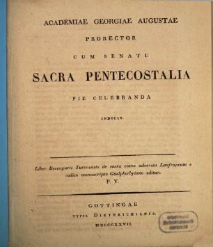 Academiae Georgiae Augustae prorector cum senatu sacra pentecostalia ... indicit, 1827