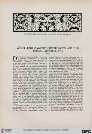 Möbel und Zimmereinrichtungen auf der Pariser Ausstellung