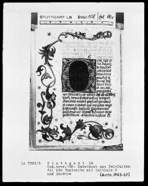 Gebetbuch aus Zwiefalten — Initiale O und Bordüre, Folio 69verso