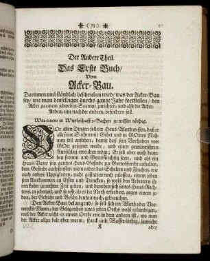 Das Erste Buch / Vom Acker-Bau.