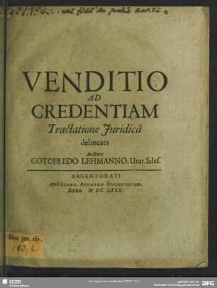 Venditio ad credentiam tractatione juridicâ delineata