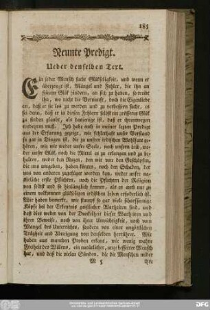 Neunte Predigt. Ueber denselben Text.